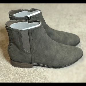 Grayish suede ankle boots